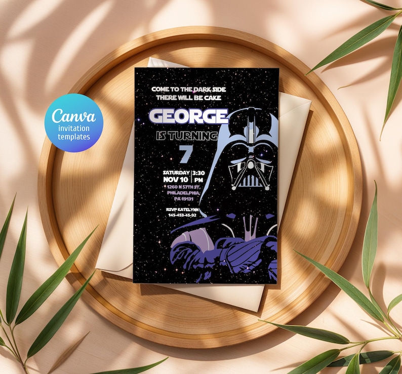 Printable Birthday Invitation, Star Invite, Wars Invitation, Darth ...