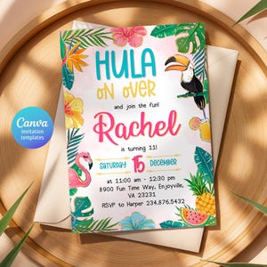 Aloha party invitation, Luau birthday, printable editable girl invite template, Pineapple invitation, Tropical Hawaii party