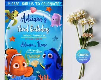 Printable Boy Birthday Invitation | nemo birthday invite | editable invitation | Instant Download | ocean birthday party
