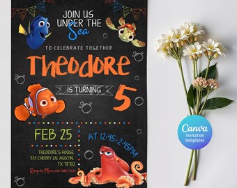 Printable Boy Birthday Invitation | nemo birthday invite | editable invitation | Instant Download | ocean birthday party