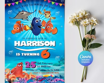 Printable Boy Birthday Invitation | nemo birthday invite | editable invitation | Instant Download | ocean birthday party
