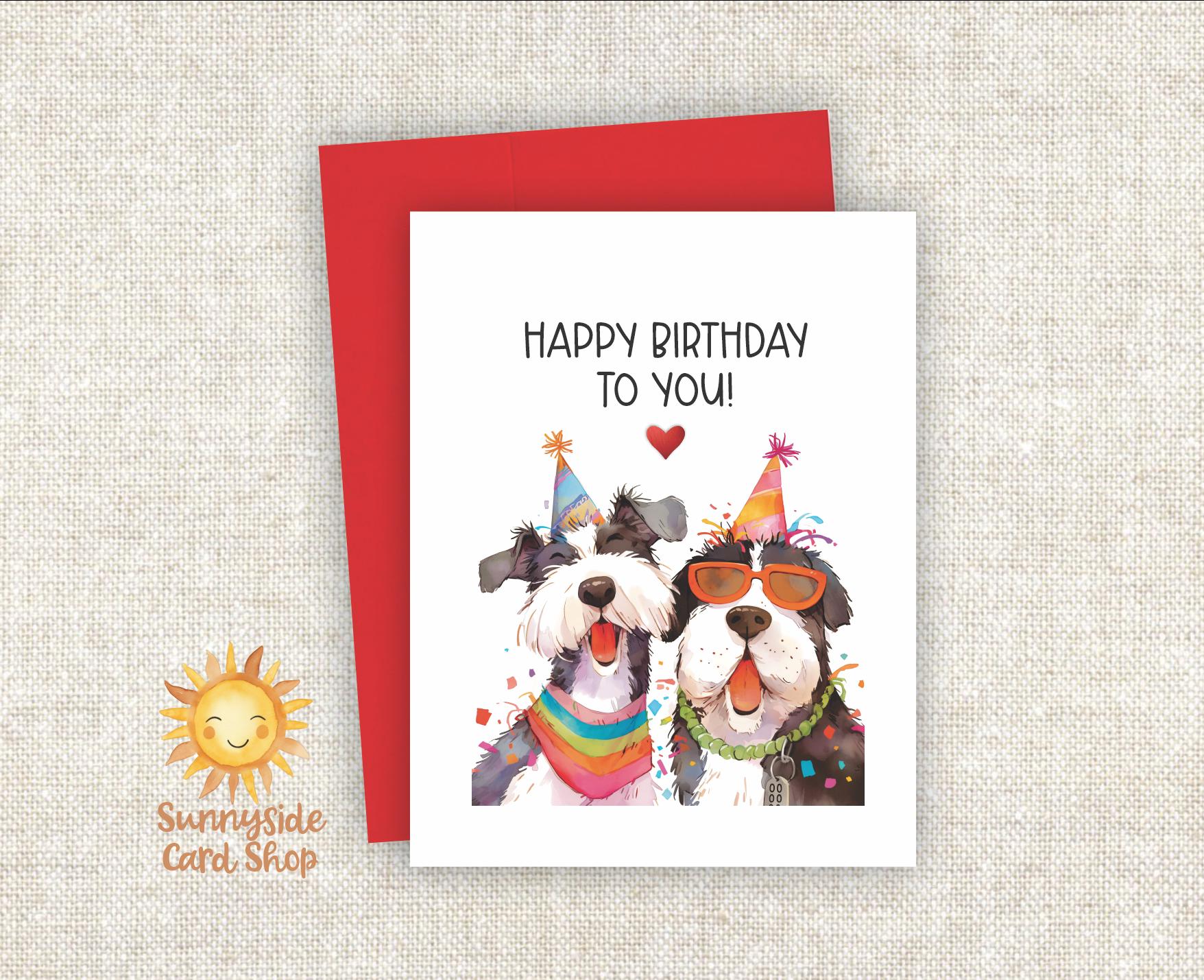 Funny Party Dogs Birthday Card: Confetti & Hats - Blank Inside - Etsy