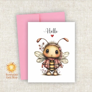 Hello Honey Bee Greeting Card: Whimsy Queen Bee, Friendship