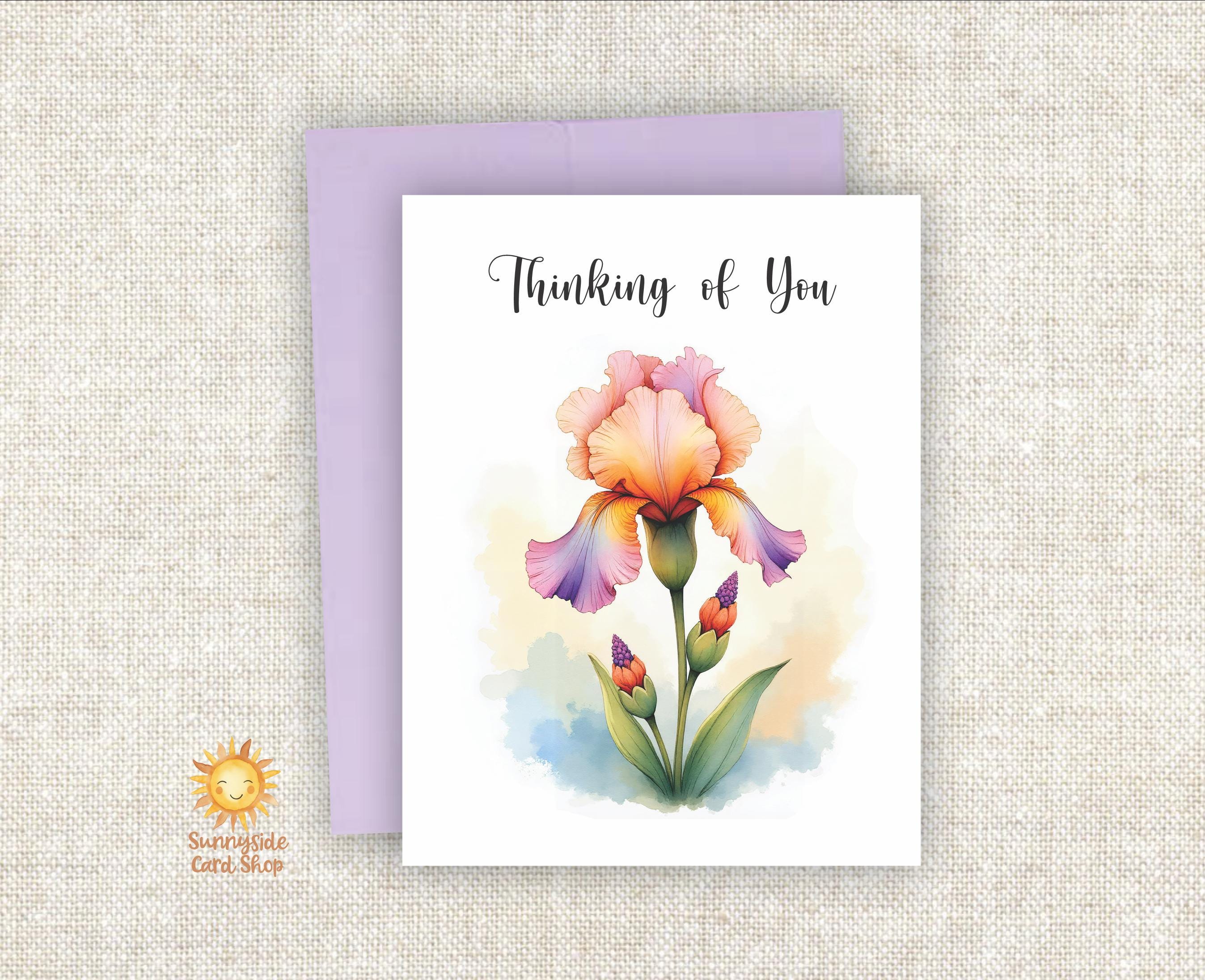 Variegated Iris Flower: Thinking of You Greeting Card, Floral