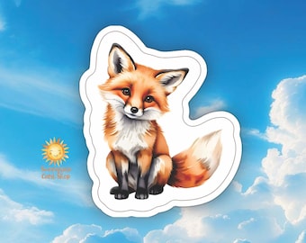 Red Fox Die-Cut Sticker: Woodland Animal Laptop Decal