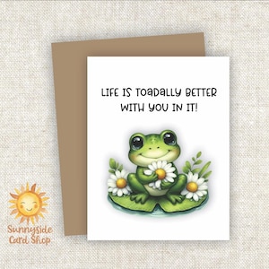 Watercolor Frog Greeting Card Set: Toadally Better Anniversary Card