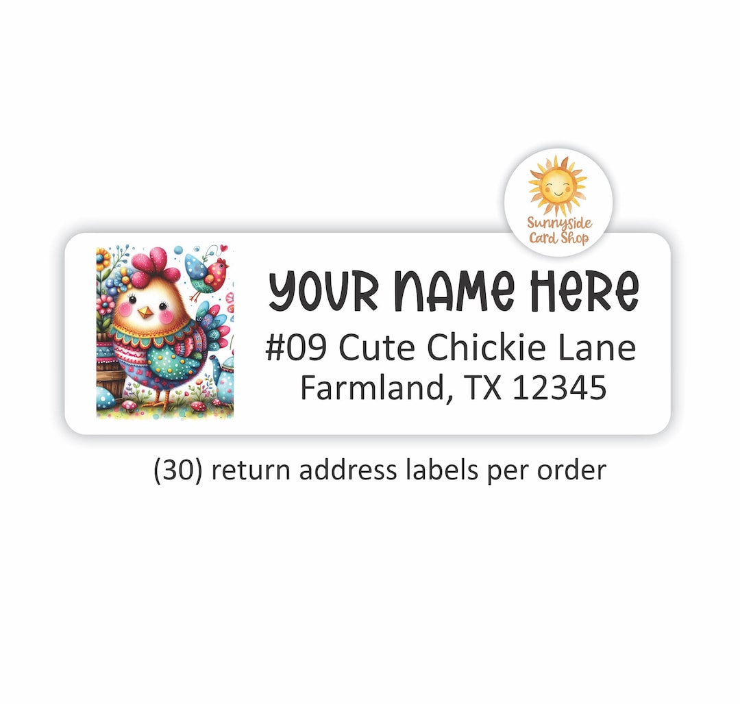 Chick Address Labels Personalized Chickie Return Address Labels: Whimsical Stationery (30 ...