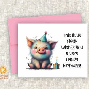 Pig Birthday Card: Farmhouse Greeting Card with Envelope