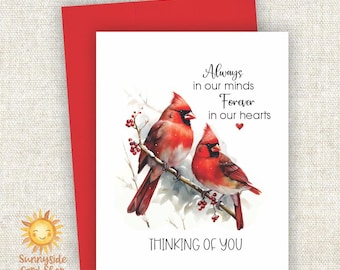 Cardinal-Inspired Thinking of You Greeting Card, In Our Hearts Forever