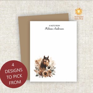 Personalized Horse Note Cards: Boho Floral Stationery Set