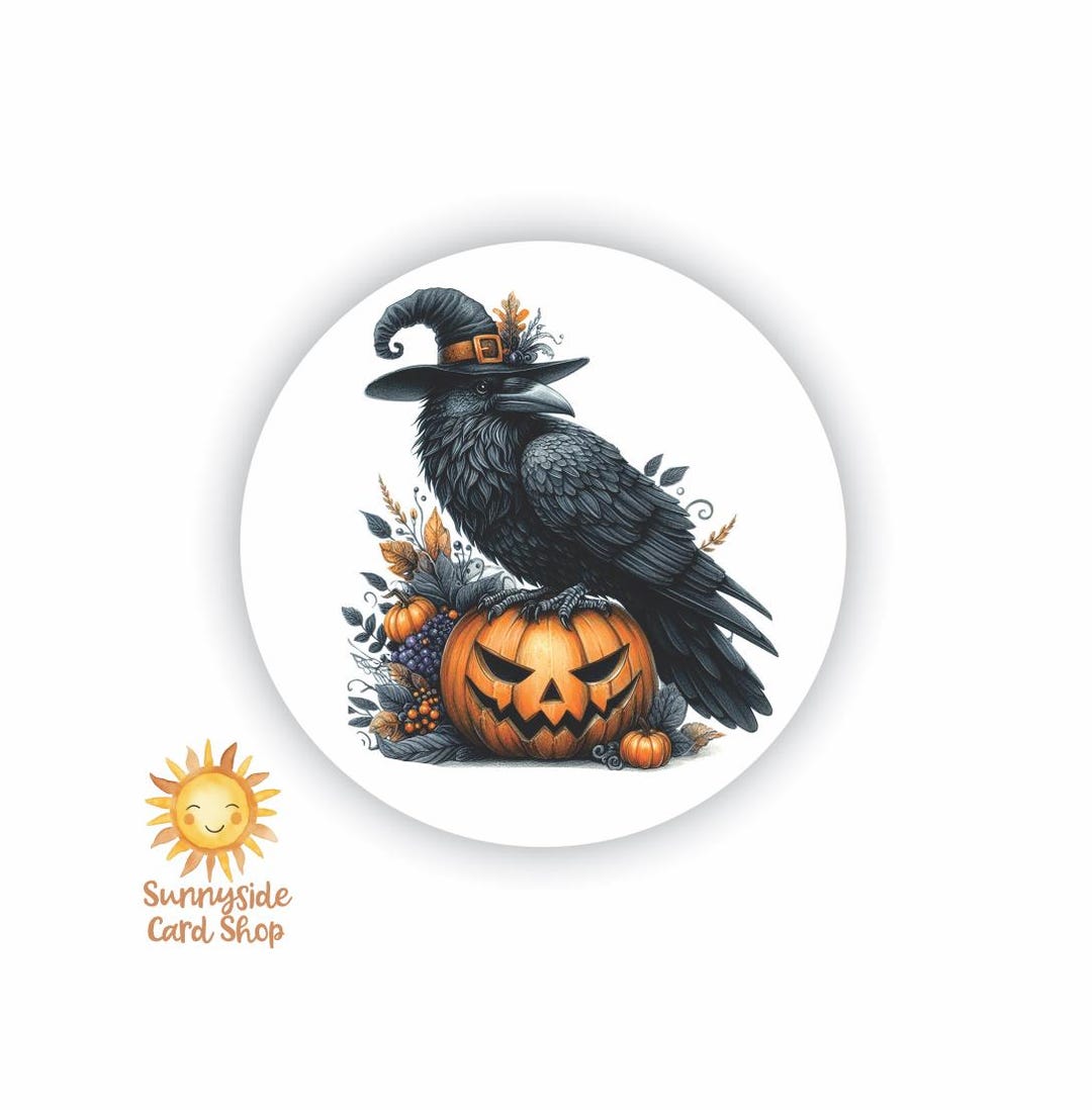 Gothic Raven Stickers: Colorful Round Labels, Envelope Seals - Etsy