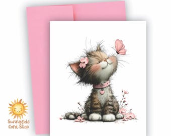 Happy Summer Kitty Cat-Inspired All Occasion Greeting Card