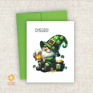 St Patrick&#39;s Day Gnome Card Set: Lucky Clover Greeting Cards