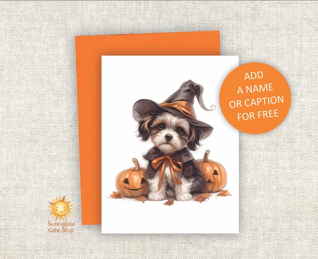 Personalized Halloween Shih Tzu Puppy Card: Witch Costume, Dog Lover ...