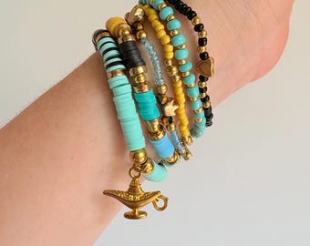 Princess Jasmine Inspired Beaded Bracelet Stack