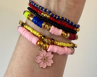 Princess Mulan Inspired Beaded Bracelet Stack