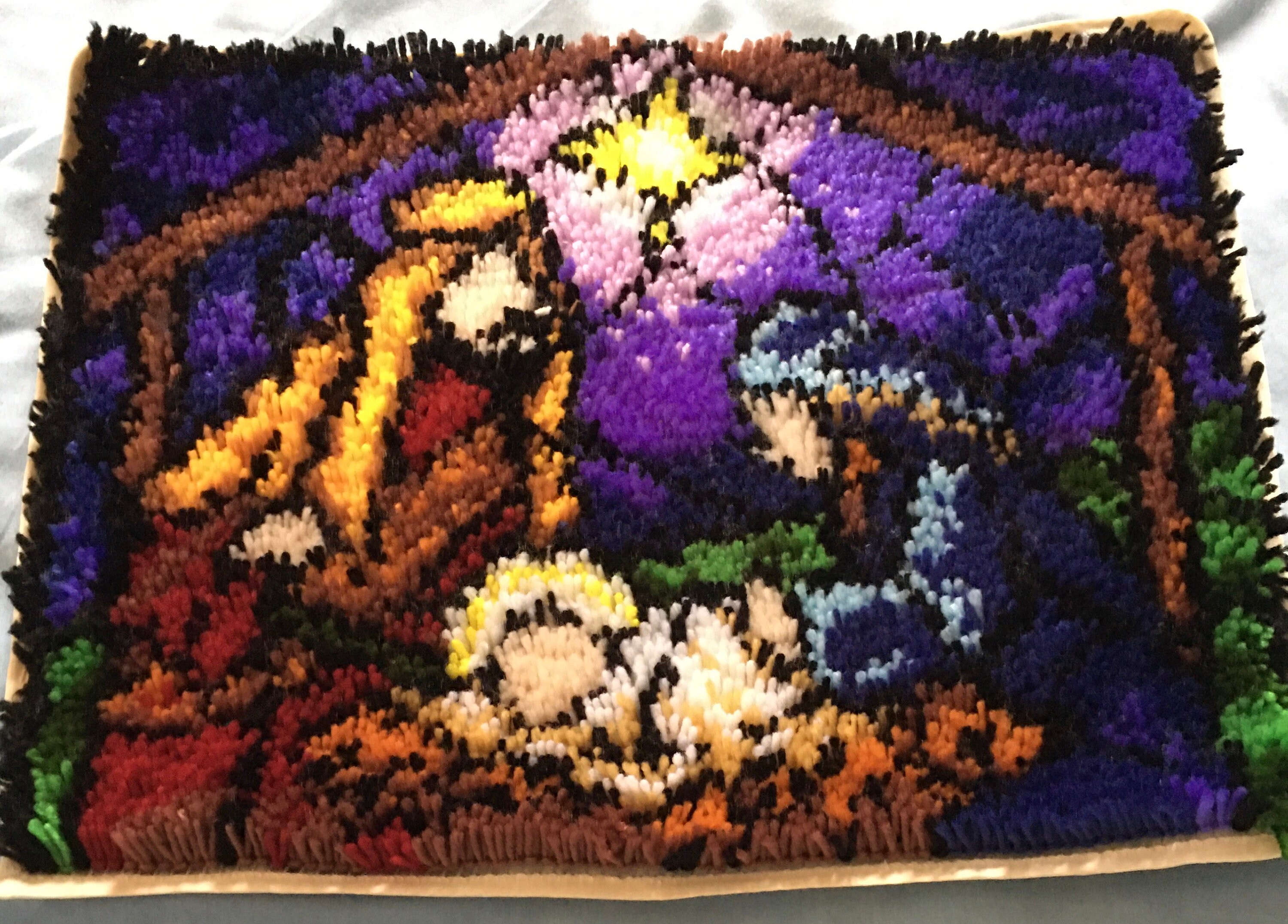 Nativity Latch Hook Rug, Mary, Joseph and Baby Jesus With the Star of