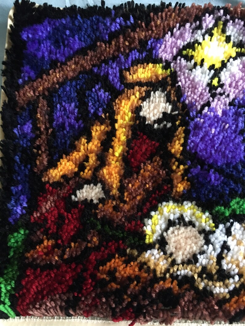 Nativity Latch Hook Rug, Mary, Joseph and Baby Jesus With the Star of