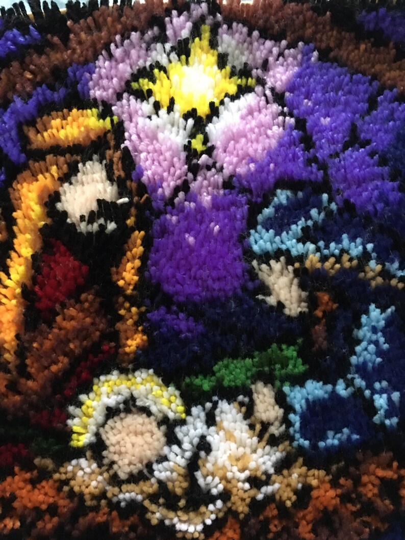 Nativity Latch Hook Rug, Mary, Joseph and Baby Jesus With the Star of