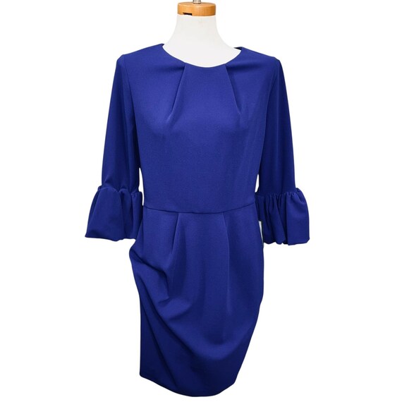 betsy and adam royal blue dress & Ruffle Sleeve Sheath Womens Size 14 Party Career an elegant lace design Loafer & Slip On Saks Fifth Avenue Dress Color:Light Sage