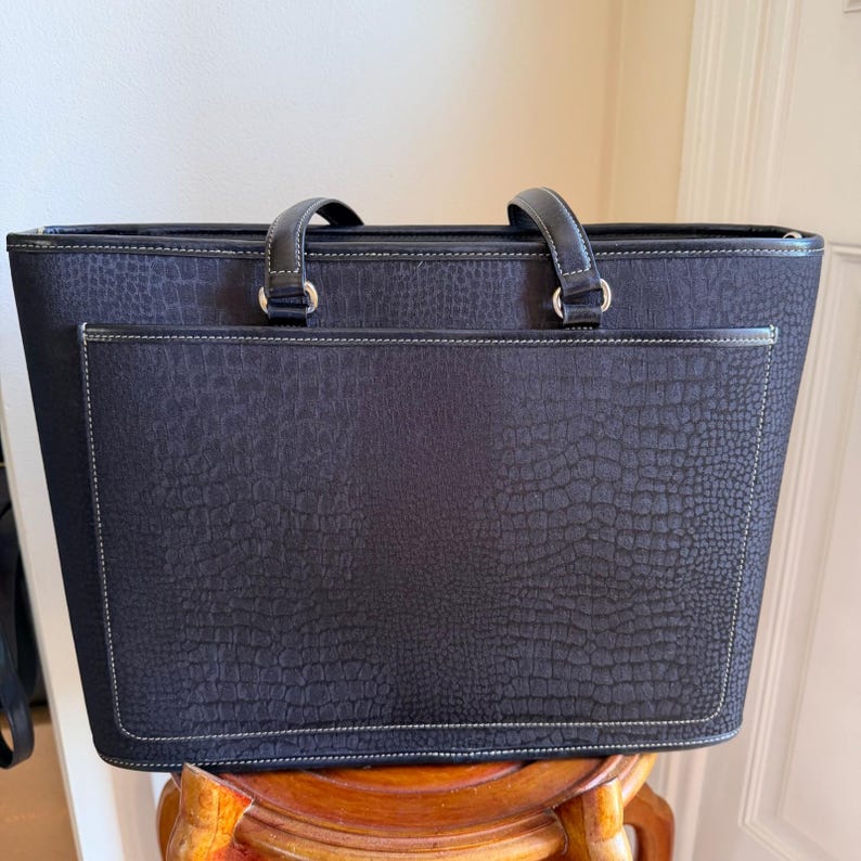 Brighton for Business Tote Womens Large Black Croc Leather Organizer Laptop Bag image 6