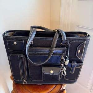 Brighton for Business Tote Womens Large Black Croc Leather Organizer Laptop Bag image 14