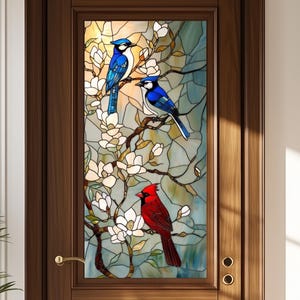 Stained Glass Window Door Film Frosted | PVC Free | Custom size | Birds - 742Art