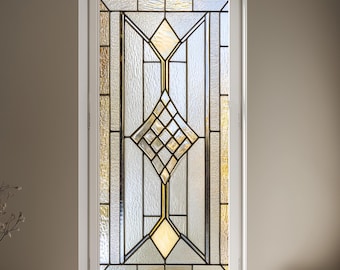Art Deco Stained Glass Window Film: Frosted Privacy, Reusable, Eco-Friendly | PVC Free | Window Decal Textured Frosted Stained Glass Classic