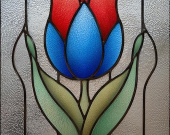 Stained Glass Window Door Film Frosted | PVC Free | Custom size | Art Deco Tulip
