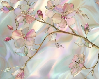 Stained Glass Window Door Film Frosted | PVC Free | Custom size | Pearl Blooming Cherry