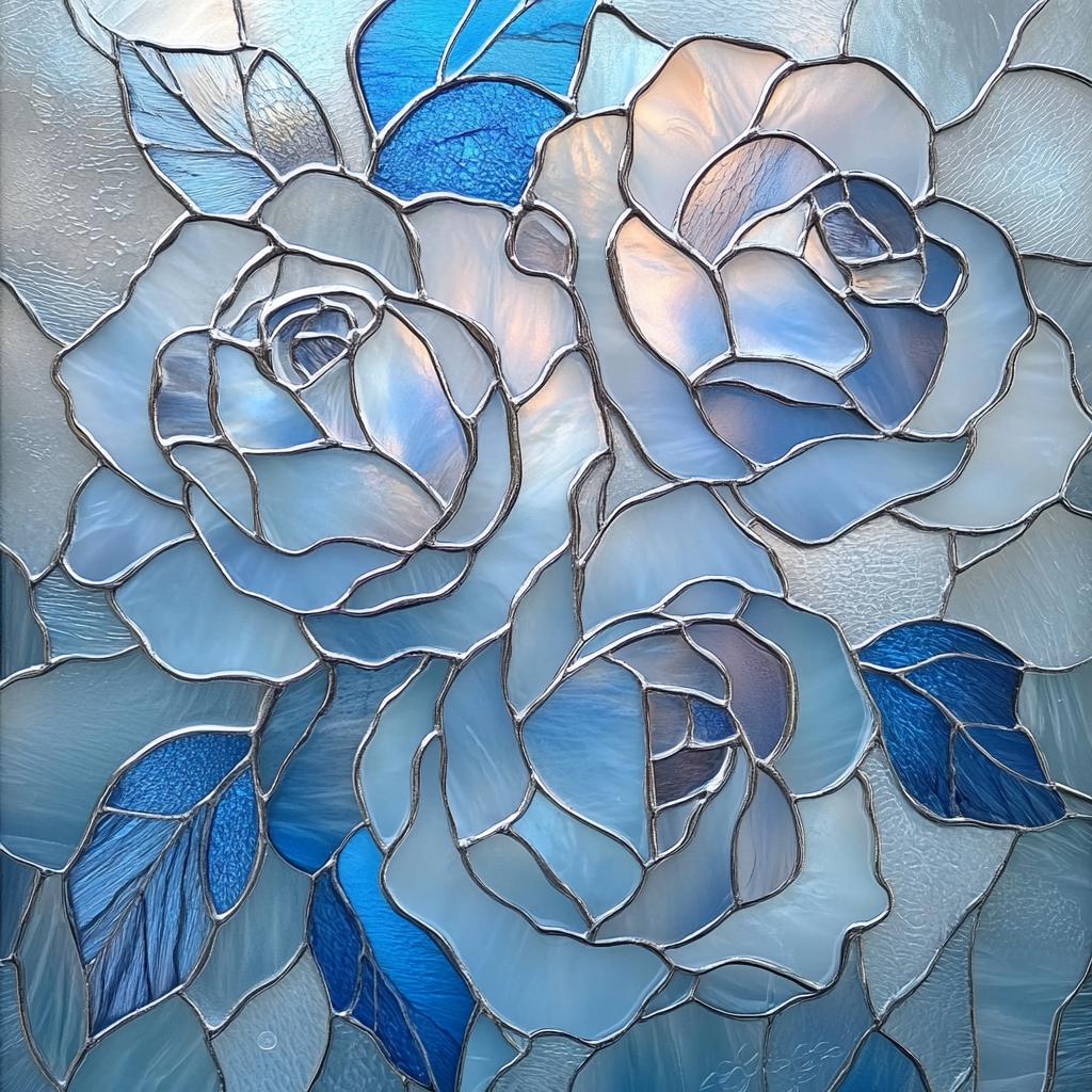 Stained Glass Blue Rose - Etsy