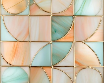 Stained Glass Window Door Film Frosted | PVC Free | Custom size | Art Deco Pearl Abstract