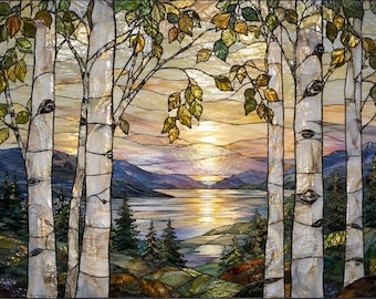 Stained Glass Window Door Film Frosted | PVC Free | Custom size | Aspen Trees