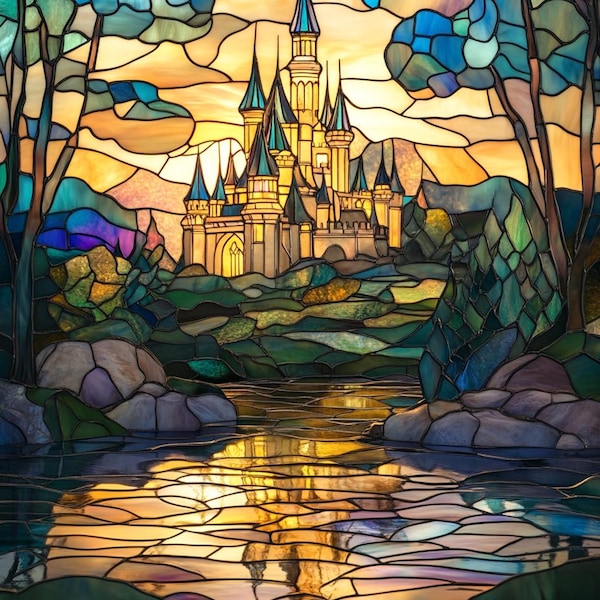 Stained Glass Window Door Film Frosted | PVC Free | Custom size | Magic Castle - 573Art