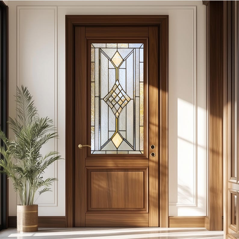 Art Deco Stained Glass Window Film: Frosted Privacy, Reusable, Eco-Friendly | PVC Free | Window Decal Frosted Stained Glass Classic bild 5