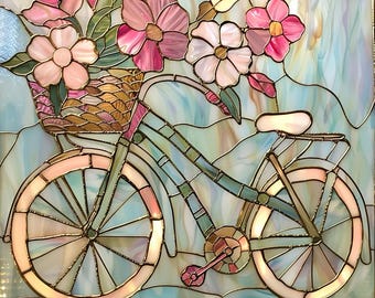 Stained Glass Window Door Film Frosted | PVC Free | Custom size | Vintage Bicycle