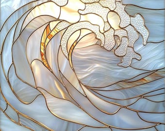 Stained Glass Window Door Film Frosted | PVC Free | Custom size | Pearl White Wave - 401Art
