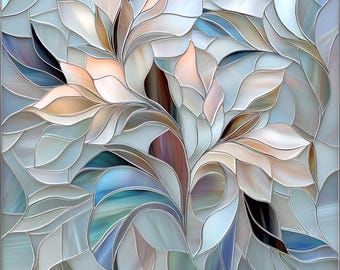 Stained Glass Window Door Film Frosted | PVC Free | Custom size | Pearl Grey Patel Abstract Floral