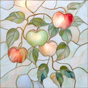 Apple Stained Glass Window Film | Frosted Privacy, Custom Size
