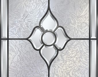 Stained Glass Window Door Film Frosted | PVC Free | Custom size | Art Deco Frozen Flower