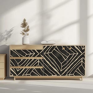 Decorative Contact Paper for Furniture Drawer Liner Peel & Stick Paper Fabric Self Adhesive | Home Decor | Geometrical Dark Gold Decoration