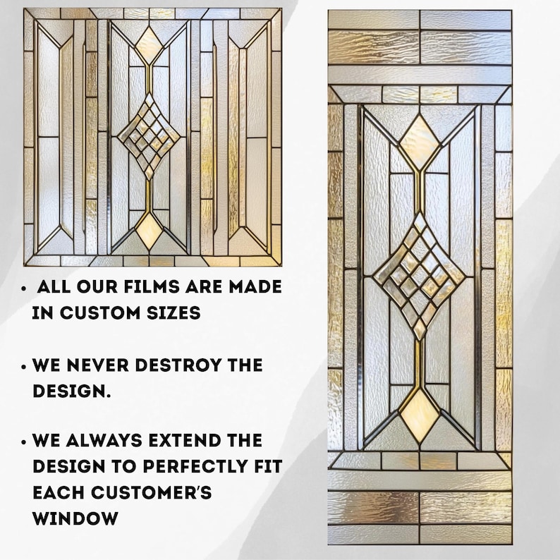 Art Deco Stained Glass Window Film: Frosted Privacy, Reusable, Eco-Friendly | PVC Free | Window Decal Frosted Stained Glass Classic bild 4
