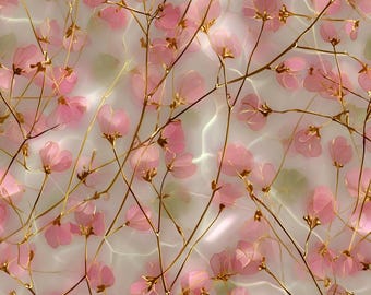 Stained Glass Window Door Film Frosted | PVC Free | Custom size | Tiny Floral Buds Blush Pink