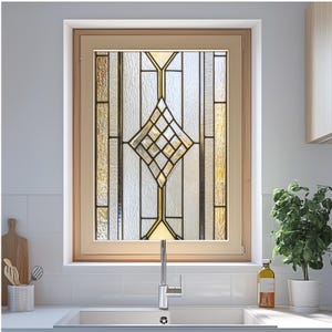 Art Deco Stained Glass Window Film: Frosted Privacy, Reusable, Eco-Friendly | PVC Free | Window Decal Frosted Stained Glass Classic bild 7