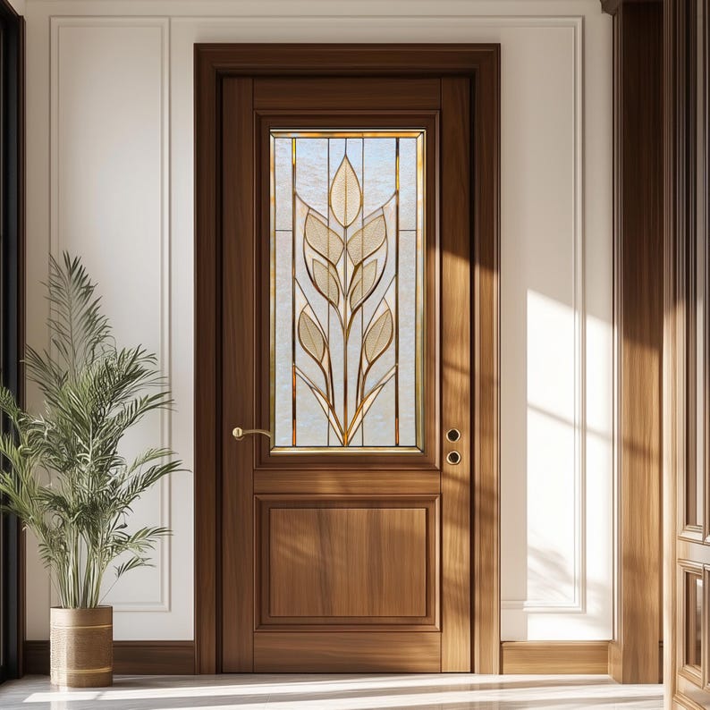 Gold Art Deco Stained Glass Window Film: Frosted Privacy, Reusable, Eco ...