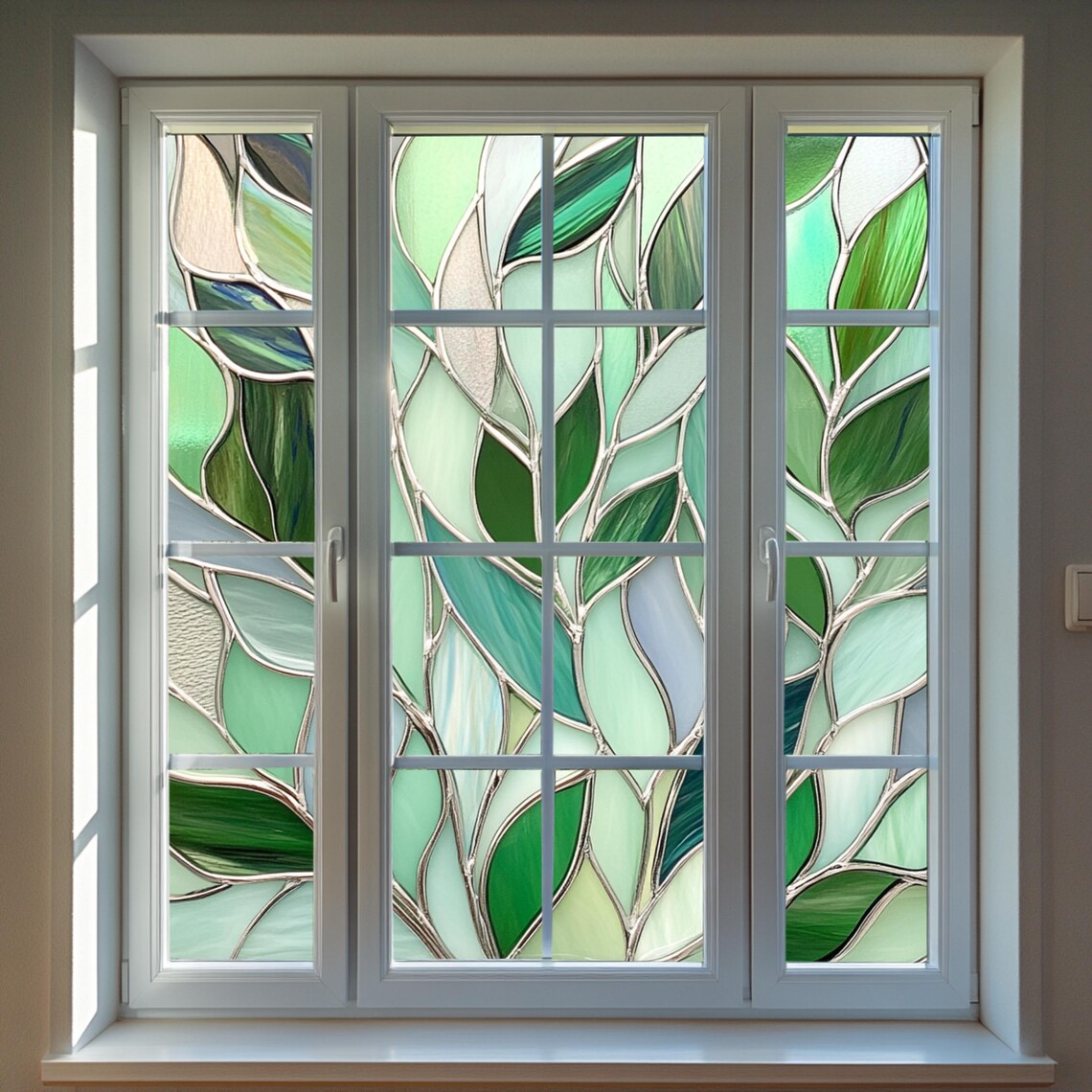 Green Leaves Stained Glass Window Film | Custom Size, Privacy - Etsy
