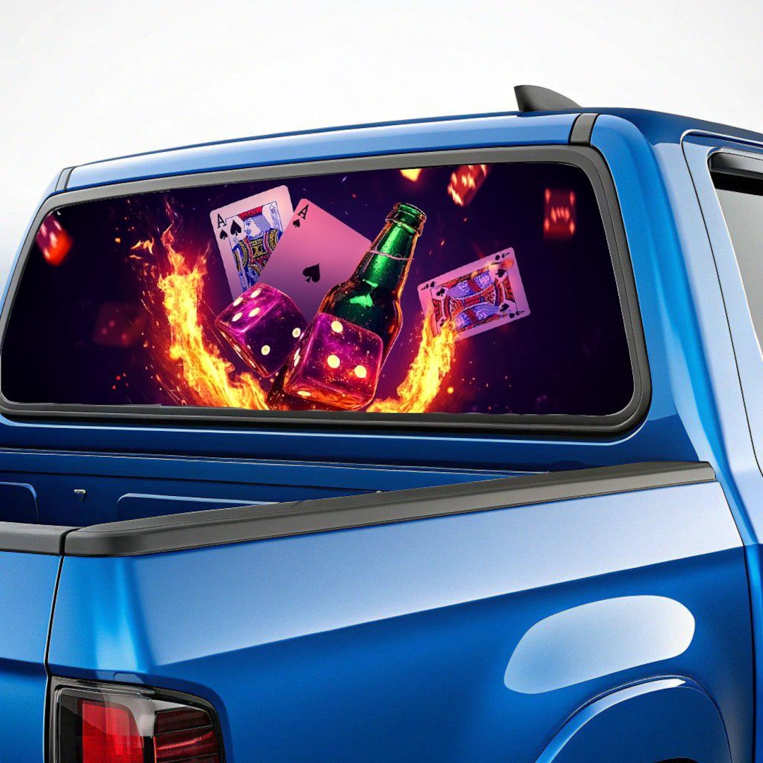 Truck Rear Window Perforated Vinyl Decal – Custom Size One Way Sticker ...