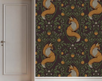 Whimsical Fox Wallpaper Mural | Peel and Stick, Cottagecore Nursery