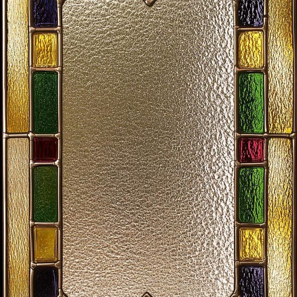 Art Deco Stained Glass Window Film: Frosted Privacy, Reusable, Eco-Friendly - Yellow Red Green - 622Art
