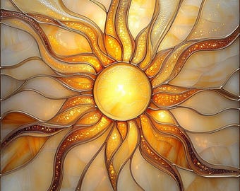 Stained Glass Window Door Film Frosted | PVC Free | Custom size | Gold Sun Rays - 937Art